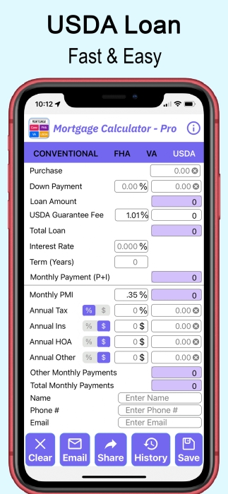 Mortgage Loan Calculator-Pro for Realtors and Loan Officers;